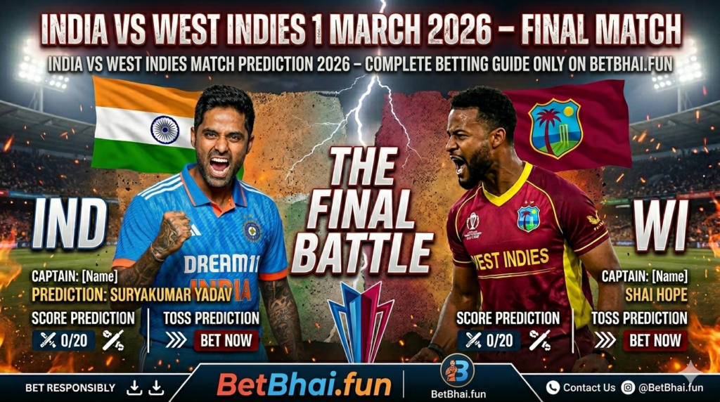 India vs West Indies Match Prediction 2026 – Complete Betting Guide Only on BetBhai.fun