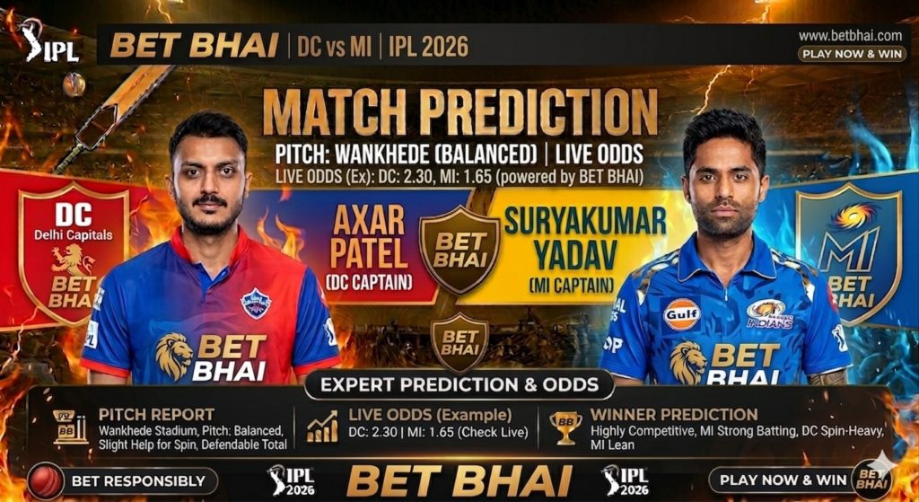 DC vs MI Match Prediction: Who Will Win Today? Pitch Report & Betting Tips