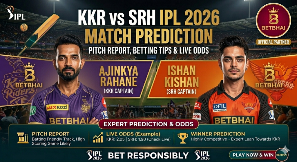 KKR vs SRH Match Prediction : Who Will Win Today? Pitch Report, Betting Tips & Live OddS